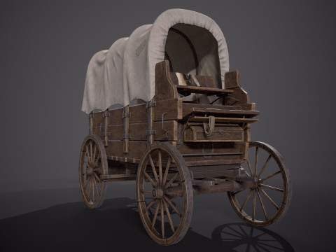 有盖木车 3D 模型