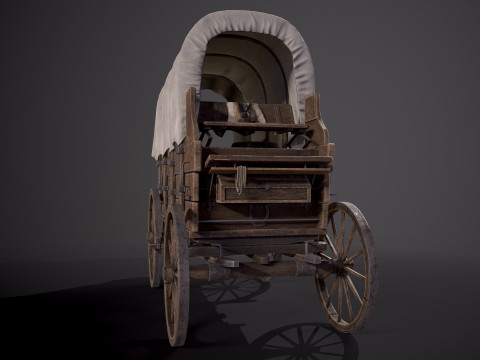 有盖木车 3D 模型