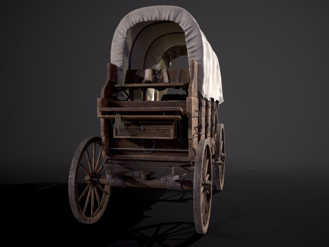 有盖木车 3D 模型