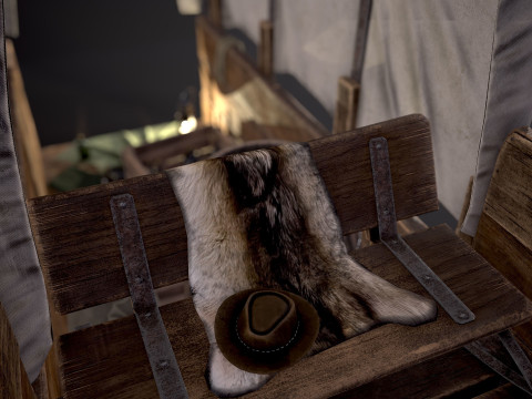 有盖木车 3D 模型