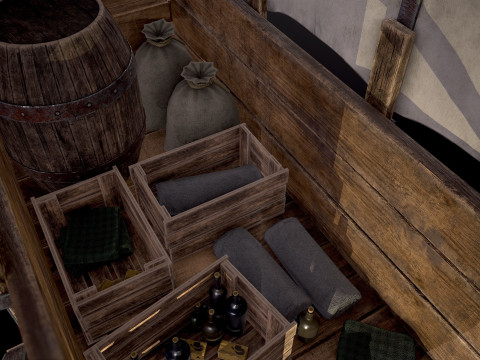 有盖木车 3D 模型