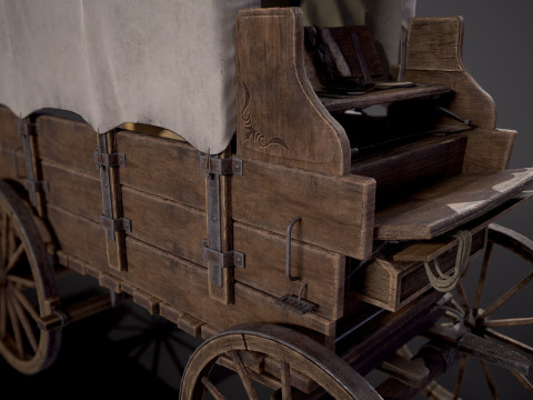 有盖木车 3D 模型