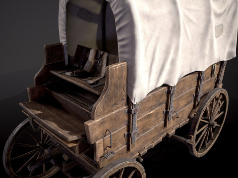 有盖木车 3D 模型