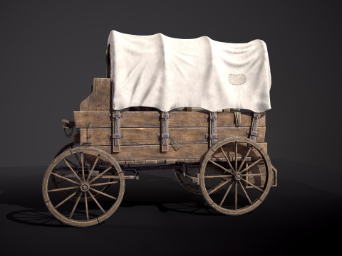 有盖木车 3D 模型