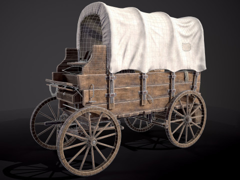 有盖木车 3D 模型