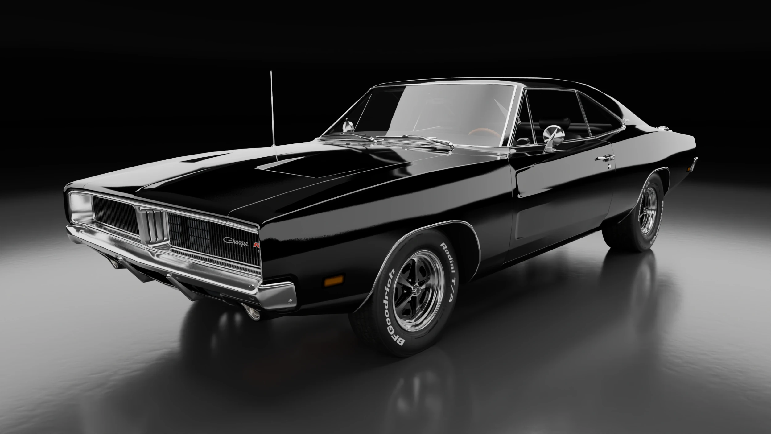 1969 Dodge Charger 3D Model .c4d .max .obj .3ds .fbx .stl .blend 