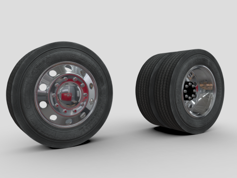 Rodas de caminhão - Jantes Alcoa com pneus Firestone Modelo 3D
