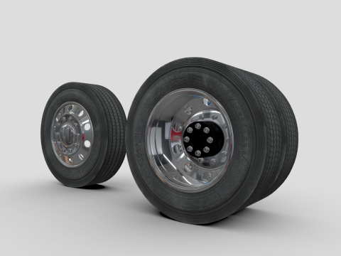トラックホイール - アルコアリムとファイアストーンタイヤ 3Dモデル