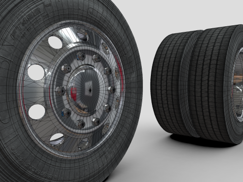 トラックホイール - アルコアリムとファイアストーンタイヤ 3Dモデル