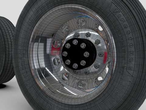 トラックホイール - アルコアリムとファイアストーンタイヤ 3Dモデル