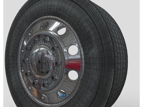 トラックホイール - アルコアリムとファイアストーンタイヤ 3Dモデル