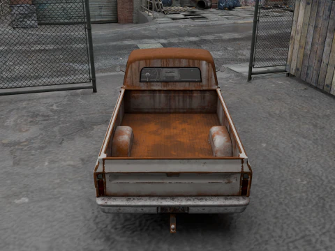 Generic Classic American Pickup Truck Long Bed Rusted 3D Model