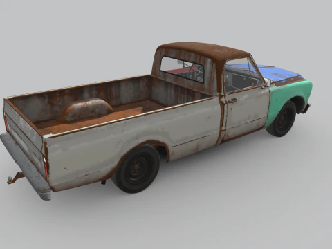 Generic Classic American Pickup Truck Long Bed Rusted 3D Model