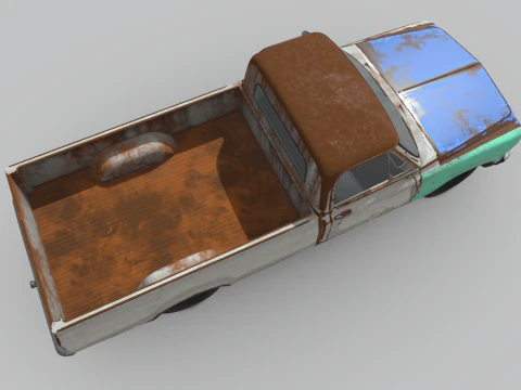 Generic Classic American Pickup Truck Long Bed Rusted 3D Model