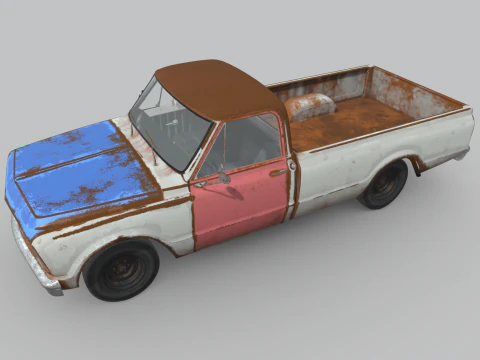 Generic Classic American Pickup Truck Long Bed Rusted 3D Model