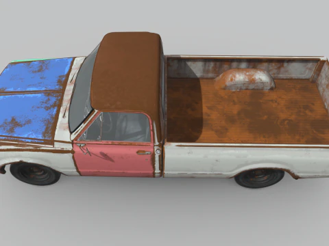 Generic Classic American Pickup Truck Long Bed Rusted 3D Model