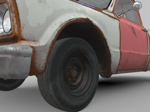 Generic Classic American Pickup Truck Long Bed Rusted 3D Model