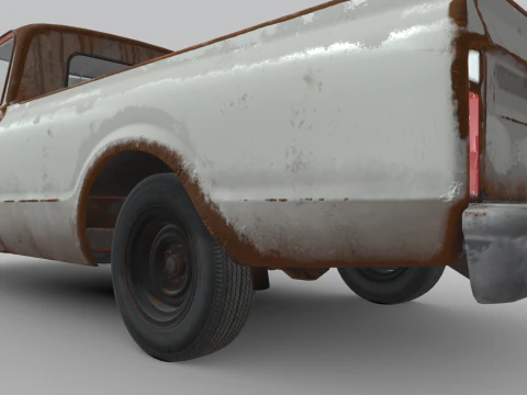 Generic Classic American Pickup Truck Long Bed Rusted 3D Model