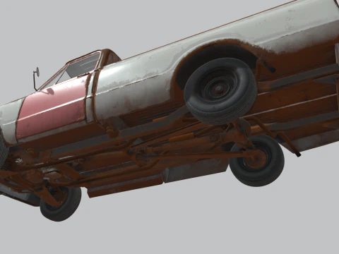 Generic Classic American Pickup Truck Long Bed Rusted 3D Model