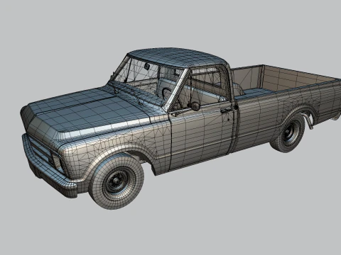 Generic Classic American Pickup Truck Long Bed Rusted 3D Model
