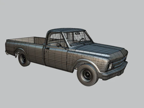 Generic Classic American Pickup Truck Long Bed Rusted 3D Model