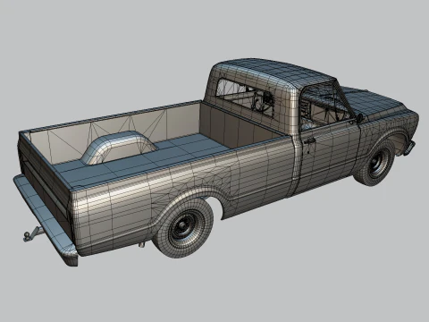 Generic Classic American Pickup Truck Long Bed Rusted 3D Model