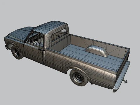 Generic Classic American Pickup Truck Long Bed Rusted 3D Model