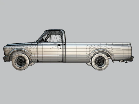 Generic Classic American Pickup Truck Long Bed Rusted 3D Model