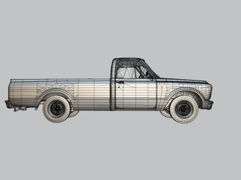 Generic Classic American Pickup Truck Long Bed Rusted 3D Model