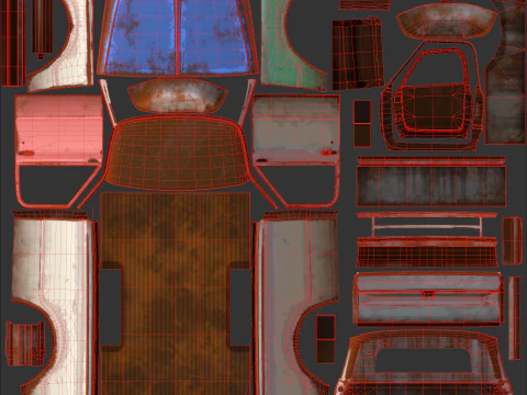 Generic Classic American Pickup Truck Long Bed Rusted 3D Model