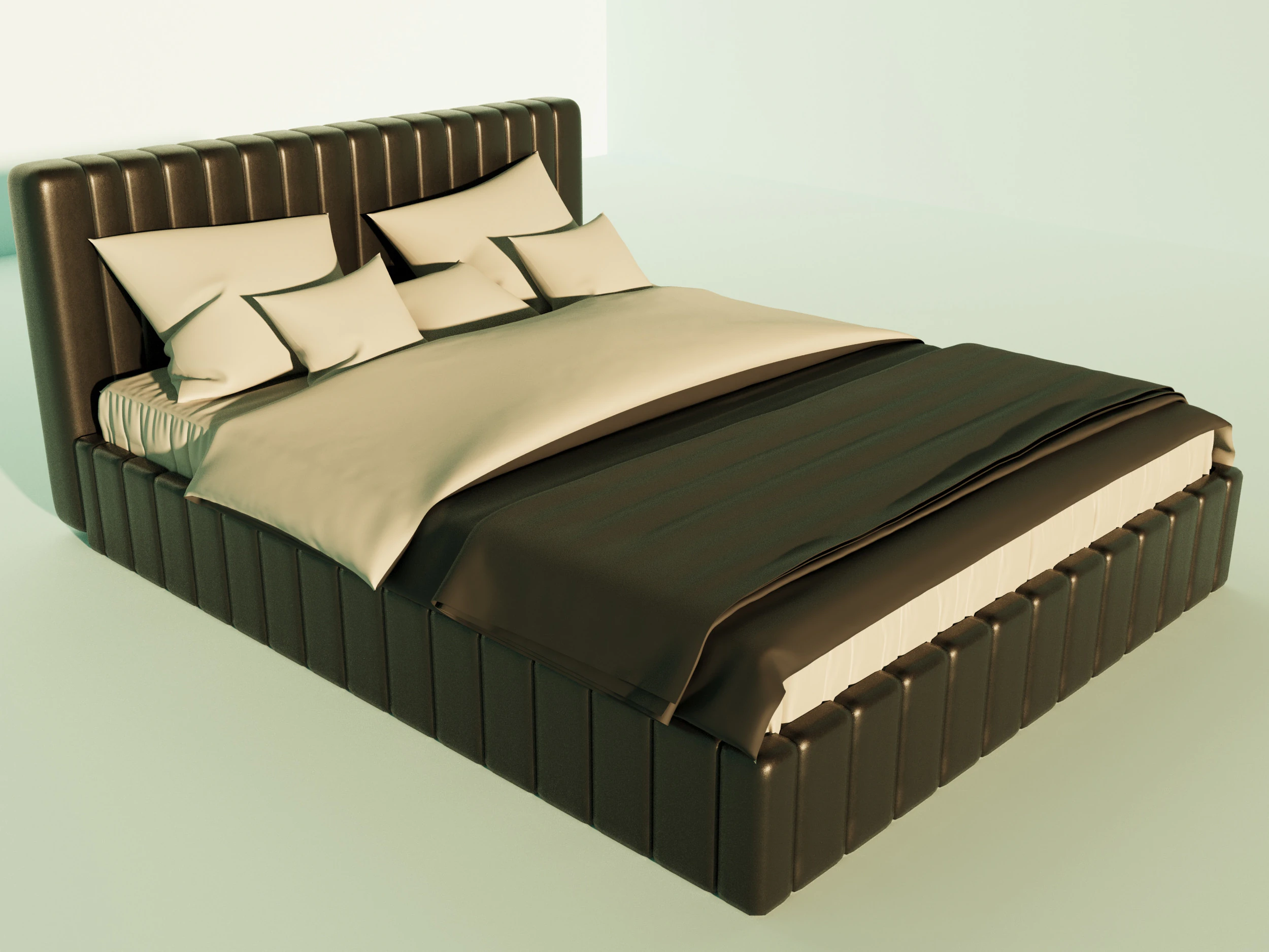 Leather bed 3D Model .c4d .max .obj .3ds .fbx .stl .blend