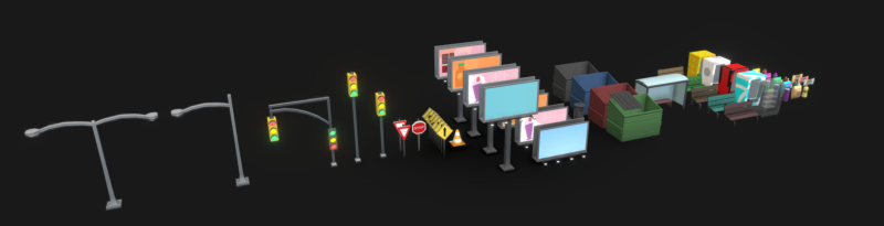 Street Props 3D Model .c4d .max .obj .3ds .fbx .stl .blend