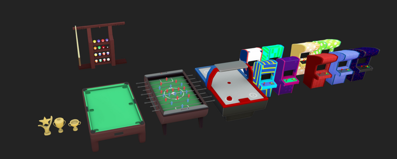 アーケードルーム 3Dモデル .c4d .max .obj .3ds .fbx .stl .blend 