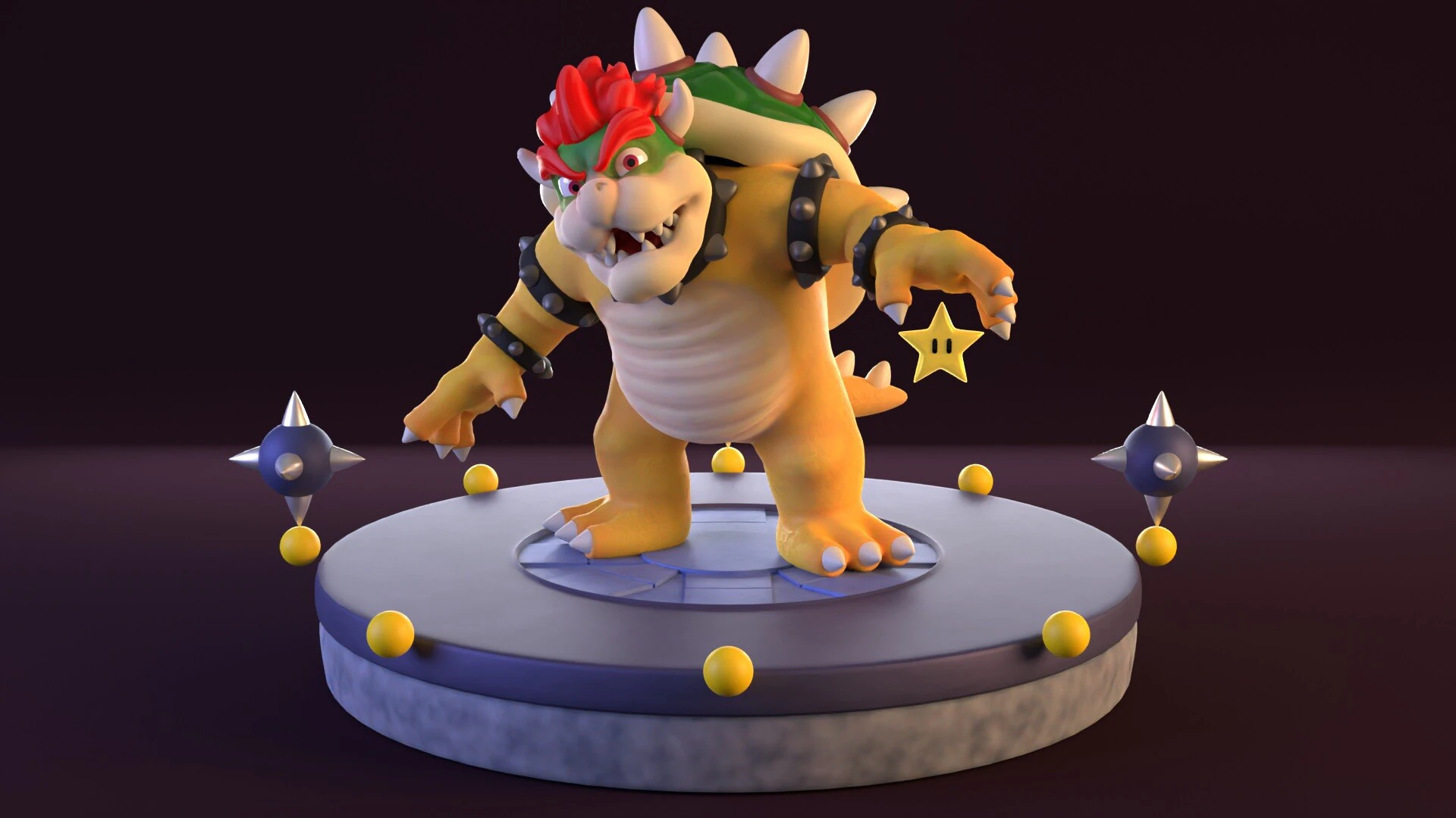 Bowser 3D Model .c4d .max .obj .3ds .fbx .stl .blend 