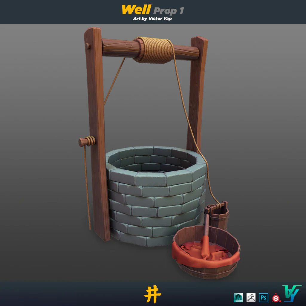 Ancient Chinese Well 3D Model .c4d .max .obj .3ds .fbx .stl .blend 