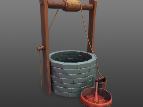 Starożytna chińska studnia Model 3D