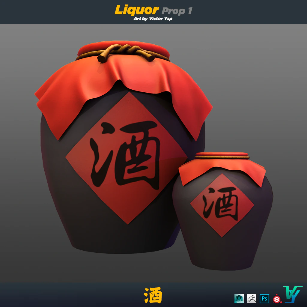Ancient Chinese Liquor 3D Model .c4d .max .obj .3ds .fbx .stl .blend 