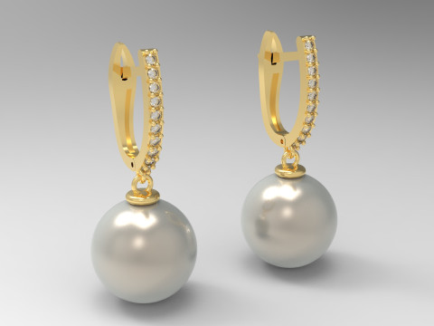Jewelry pearl earring pe0005 STL 3D print model 3D Print Model