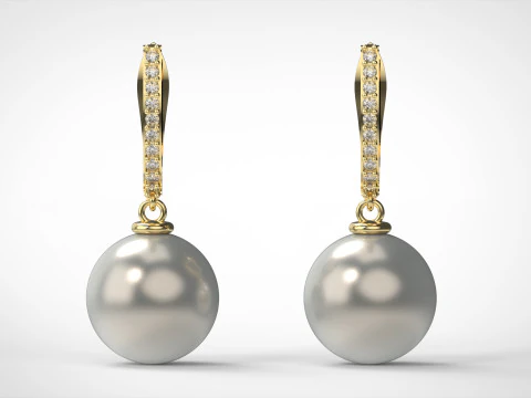 Jewelry pearl earring pe0005 STL 3D print model 3D Print Model