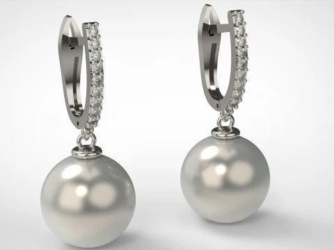 Jewelry pearl earring pe0005 STL 3D print model 3D Print Model