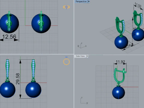 Jewelry pearl earring pe0005 STL 3D print model 3D Print Model