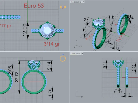 Wedding bridal solitaire ring stl wr0004 3D Print Model