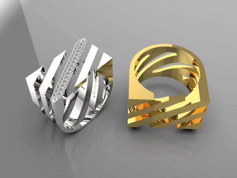 婚礼情侣戒指 STL 3D 可打印模型 cr0012 3D 打印模型