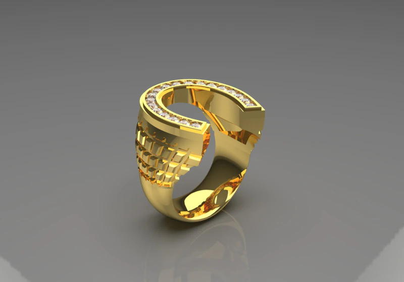 Подкова мужские ювелирные изделия золотое stl 3d кольцо mr0026 3D Принт Модель .c4d .max .obj .3ds .fbx .stl .blend 