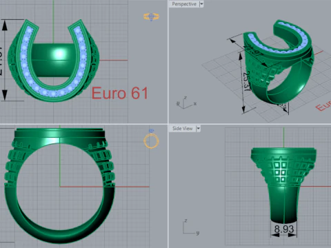 Подкова мужские ювелирные изделия золотое stl 3d кольцо mr0026 3D Принт Модель