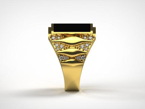 Anel masculino de luxo com pedras preciosas pretas mr0014 Modelo de Impressão 3D