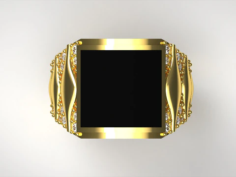 Black gemstone luxury men ring mr0014 3D Print Model
