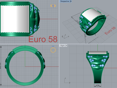 Anel masculino de luxo com pedras preciosas pretas mr0014 Modelo de Impressão 3D