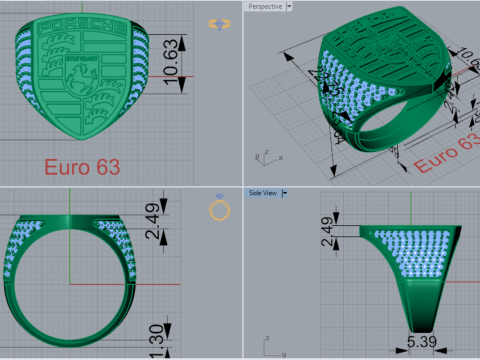 Porsche erkek takı yüzüğü mr0183 3D baskı modeli 3D Baskı Modeli