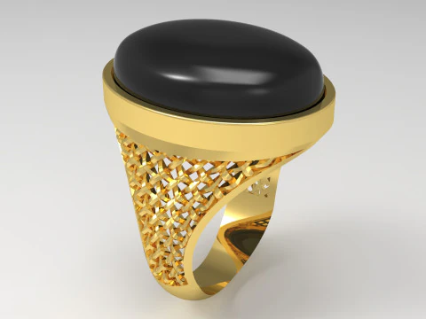 Męski owalny pierścionek z kamieniami szlachetnymi stl 3D mr0015 Model do druku 3D